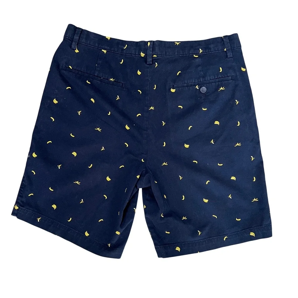 Banana Republic Aiden Short Mens 36 Navy Blue Banana Slim‎ Fit Chino Novelty
